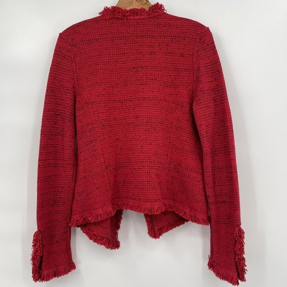 Nic + Zoe Open Cardigan Sweater Jacket Woman’s size medium red Zip Pockets - Picture 5 of 7